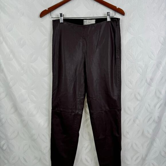 Free People Vegan Leather Skinny Ankle Zip Oxblood Pants Size 4 - Picture 4 of 8